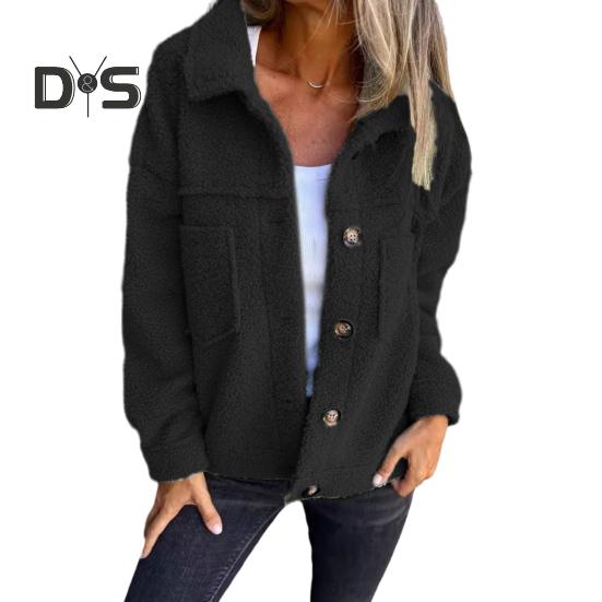 Зимняя женская куртка с двойными карманами, толстый флисовый кардиган с застежкой на пуговицы, длинные рукава, теплое ветрозащитное, сохраняющее тепло пальто для активного отдыха