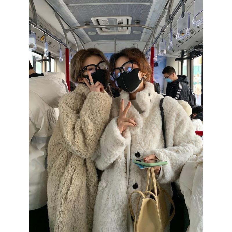 Осенне-зимнее пальто из овечьей шубы, женское пальто средней длины со свободным воротником