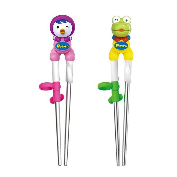 Edison Children's Three-dimensional Stainless Steel Correction Chopsticks Set of 2, Patty, Crong, 1 Set