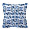 Watercolor Blue Pillowcase Geometry Ethnic Floral Print  Cushion Cover Modern Boho Decor Livingroom Sofa Pillowcase 45*45cm