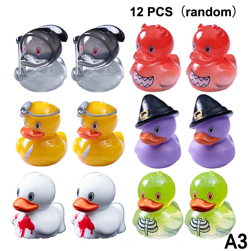 5-14Pcs Halloween Demon Ducks Miniature Figures Resin Mini Colorul Duck Ornament Landscape Dollhouse Fairy Garden Home Decor