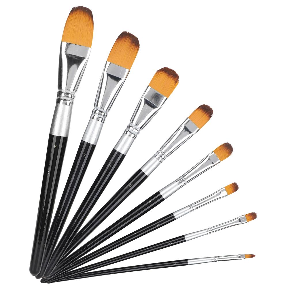 8Pcs Artist Paint Brush Set Nylon Hair Brushes for Oil Acrylic Watercolor Painting