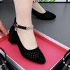Fashion Women's Pointed Toe Heeled Shoes Summer Shallow Chunky Heel Slip On Dress Shoes for Women Office Ladies Pumps Women's Shoes