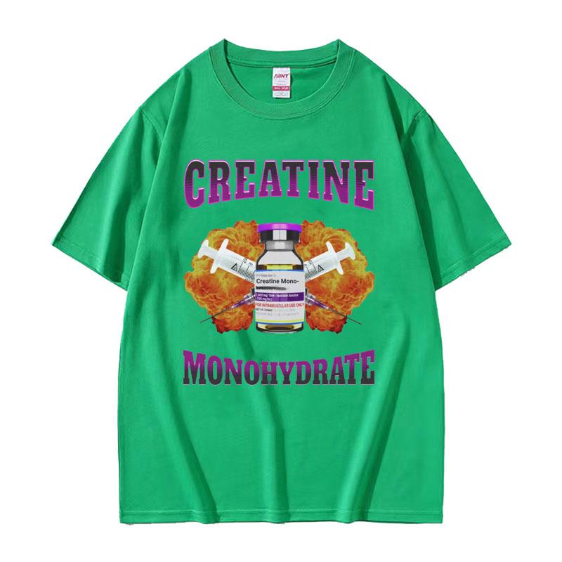 Свободная футболка с мемом про креатин моногидрат для спортзала, мужская и женская, модная хип-хоп футболка, винтажные хлопковые футболки с коротким рукавом