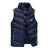 Men's Slim Fit Stand-Up Collar Thick Solid Color Down Cotton Jacket for Fall/Winter - Large Size Casual Vest
