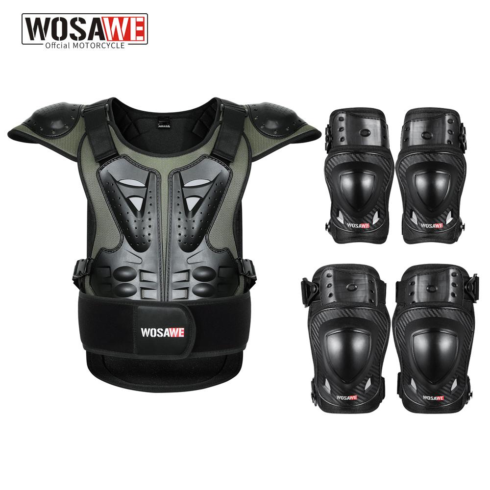 Wosawe Взрослый мотоциклетный бронежилет, защита груди, спины, защитное снаряжение для мотокросса, наколенники, налокотники