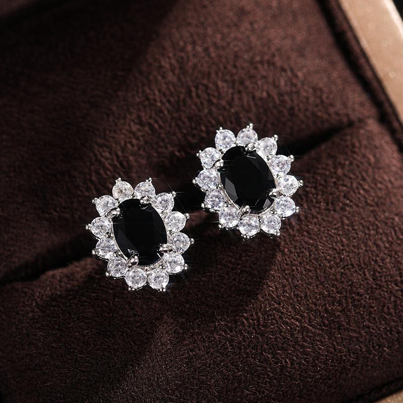 Новые серьги-гвоздики из стерлингового серебра для женщин, 7 цветов, с цветами и цирконами. Модные, изысканные камни, цветы. Прекрасная принцесса.