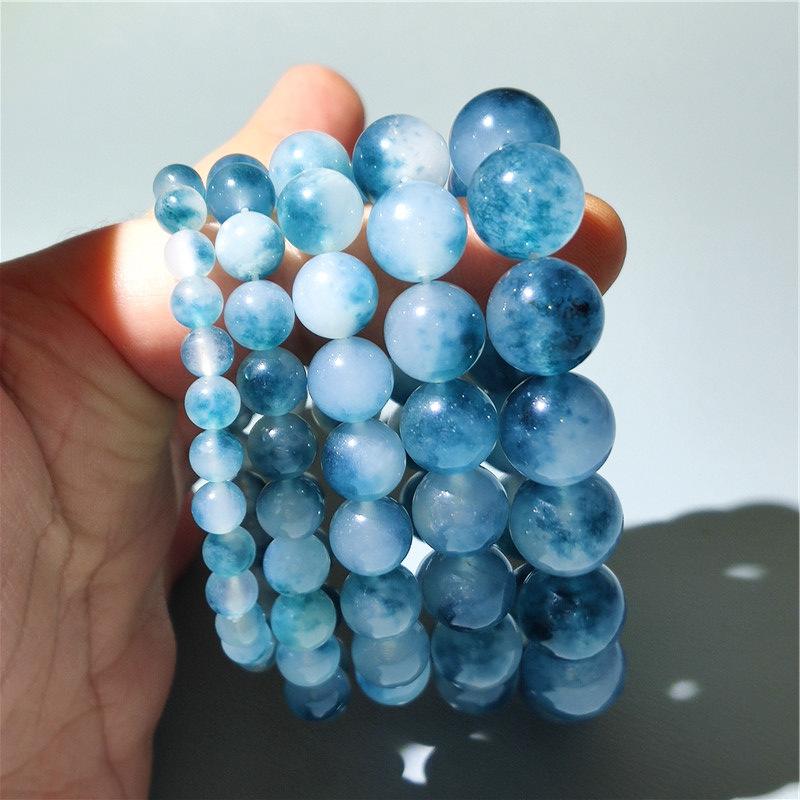 6/8/10/12mm Natural Blue Chalcedony Jasper Jade Bracelets Classic Men Women Buddha Bracelets Minimalist Yoga Meditation Jewelry