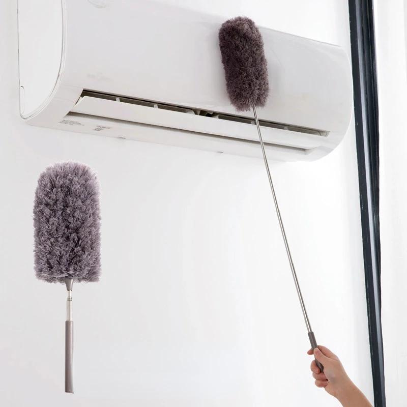 1 Pc Retractable Duster Stainless Steel Long Handle Dusting Brush Car Household Cleaning Tools Microfiber Dust Chicken Feather