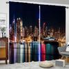 Современные панели штор с затемнением в виде ночного Нью-Йорка - неоновая городская светофильтрующая драпировка с карманом для штанги для гостиной