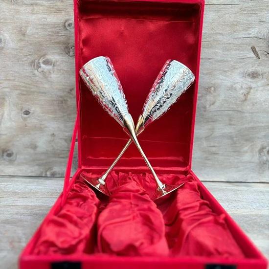 Латунный кубок ручной работы, Королевский потир, Чеканный кубок короля, Набор из 2 штук, Свадьба, Юбилей, Рождество, Новогодний подарок