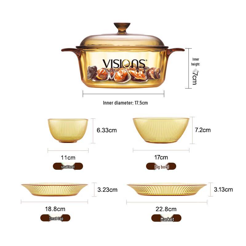 Corning Visions 1.25L Glass Soup Pot & 5-Piece Dinnerware Set