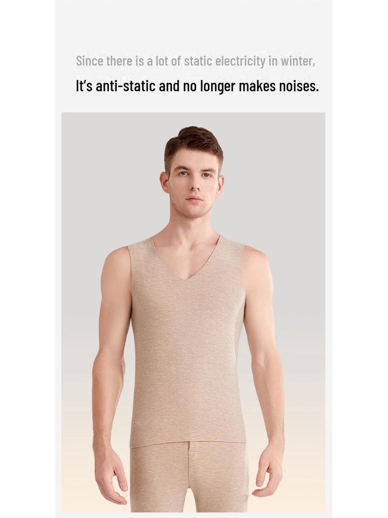 Бесшовный антибактериальный бархатный кашемировый теплый жилет класса А для мужчин