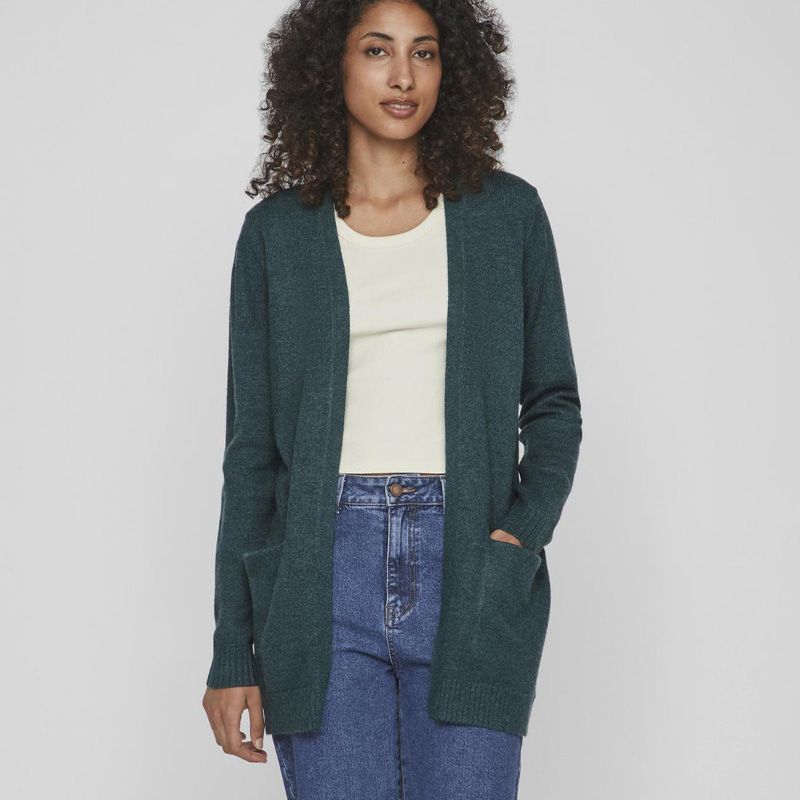 Кардиган средней длины с карманами тонкой вязки Женский VILA