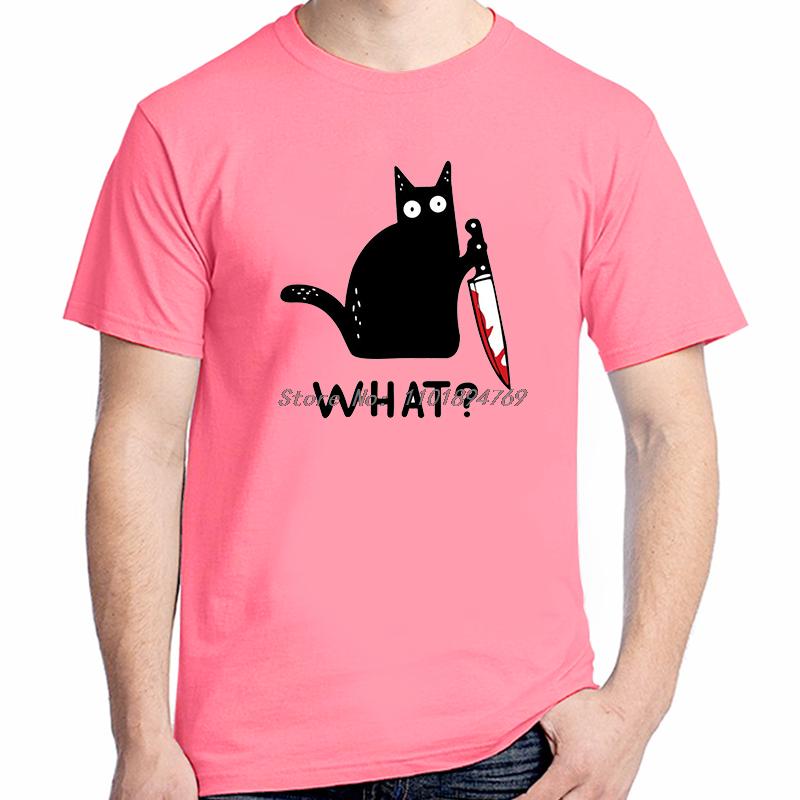 Funny Cat With Knife Hallow Pew Pew Cat Fashion Tees Tops Summer Cotton New Shirts And Tshirts Unisex Oneck Print T Shirt