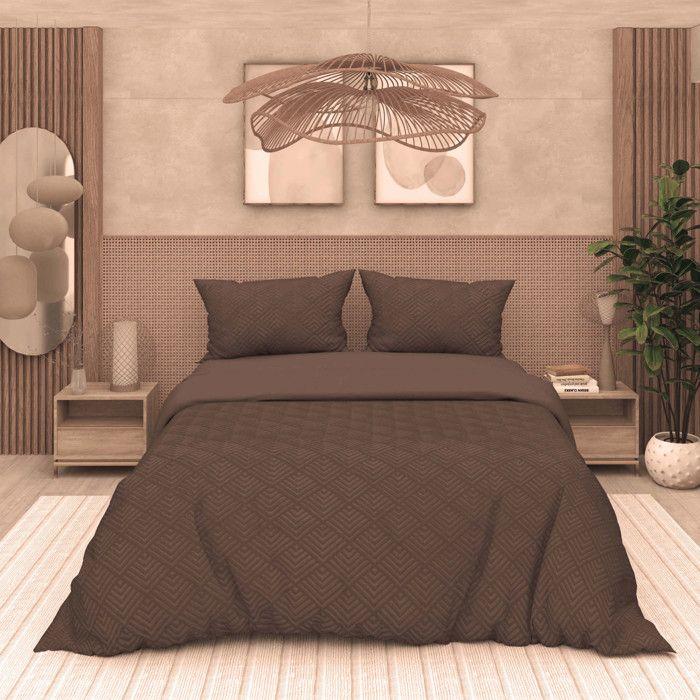 3D Microfiber Duvet Cover Set 260x240 Cm GAIA Brown, by Soleil d'Ocre