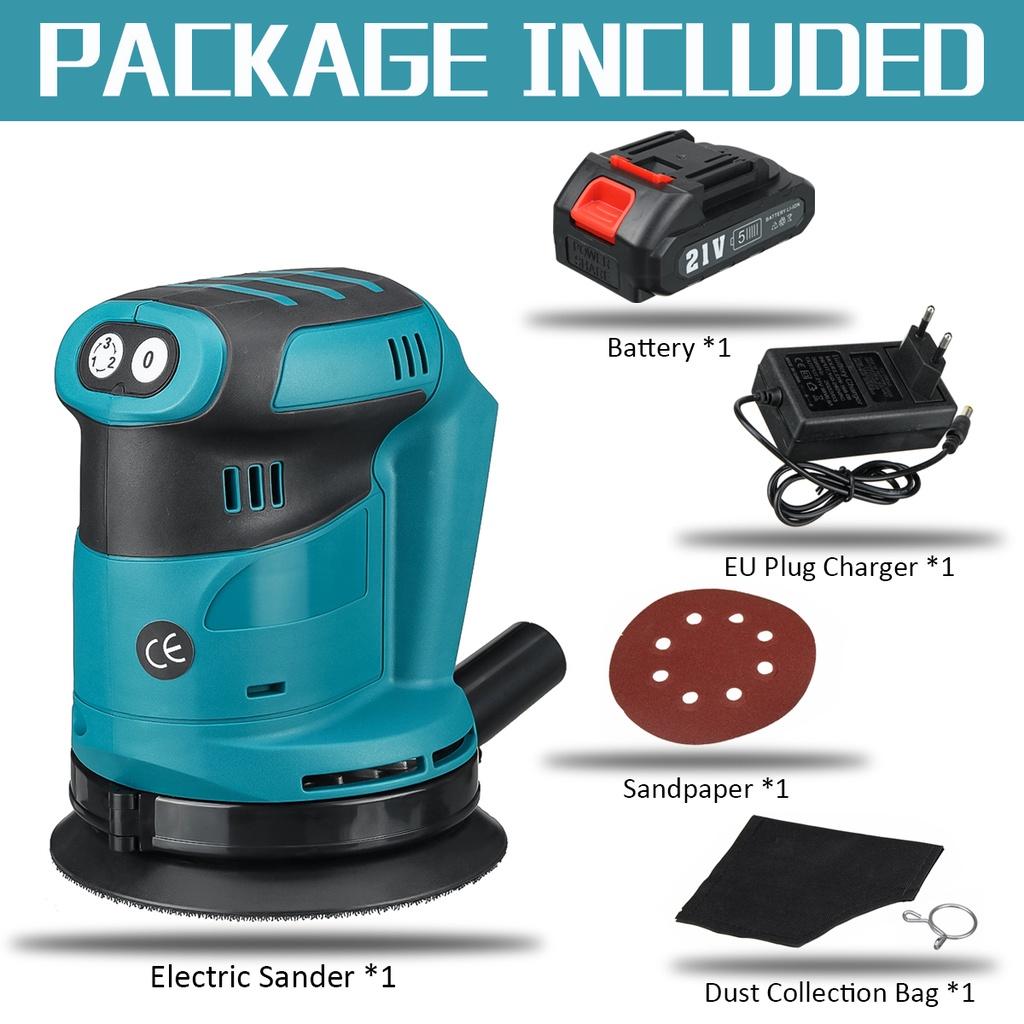 600 Вт 125 мм Беспроводная орбитальная электрическая шлифовальная машина для дерева Полировально-шлифовальный шлифовальный станок для батареи Makita