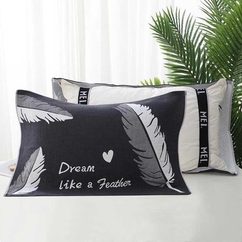 Yiwenwo Нескользящая Хлопковая Марлевая Наволочка Extra Large с Фиксирующими Ремешками для Студентов и Взрослых