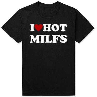 Смешные Футболки Я Люблю Горячих MILFS Красное Сердце Стиль Графика Уличная Одежда Короткий Рукав Подарки на День Рождения Футболка Одежда