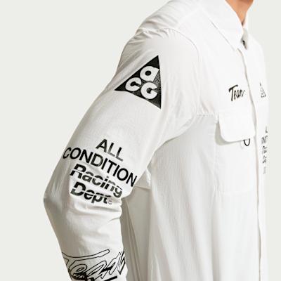 Мужские рубашки Nike ACG Мужские Пик Белый/Черный Лацкан Умеренный Другое
