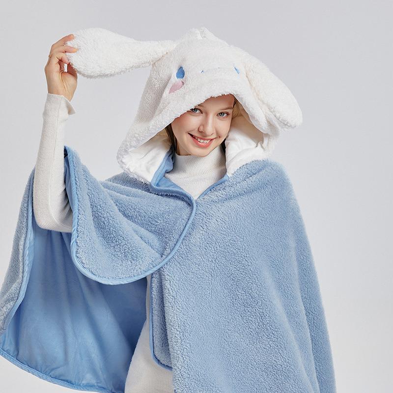Cute Pet Hooded Nap Blanket: Versatile Plush Shawl for Office & Home