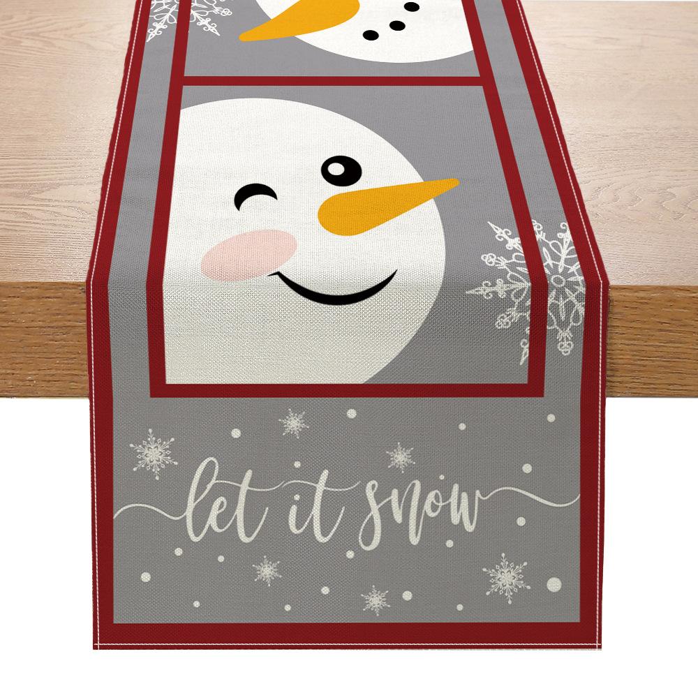 Рождественская печатная настольная флаговая льняная декоративная кухонная скатерть маленькая праздничная скатерть