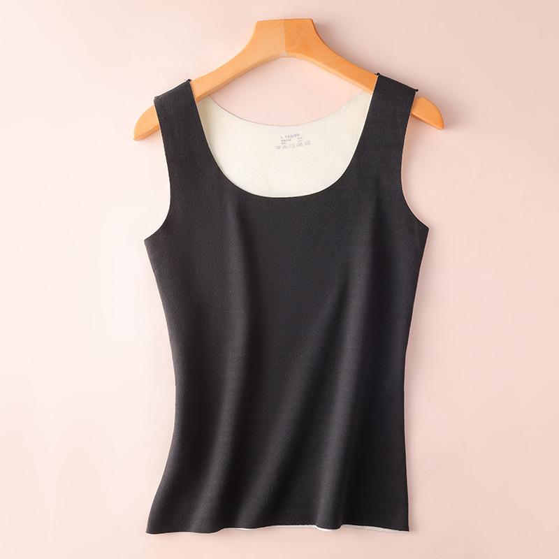 Women's Warm Sleeveless Warm Top - Winter Warmth, High Elasticity -Line Contour Shirt, Round Neck Fitness and Stacking Shirt - Soft and Comfortable