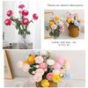 3 Heads Artificial Ranunculus Flower Multi-Color Long Stem Silk Fake Flower Stem Flocked Leaf Realistic Bloom