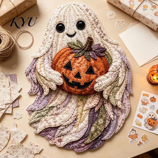 Halloween Party Home Decor Patchwork DIY Kit, Fabric Sewing Kit with Owl Skeleton Holiday Kits for Enthusiasts Ghost Witch Designs, Crafting Seasonal