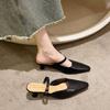 Fashion 2025 Spring Summer New Baotou Half Slippers High-heeled Shoes Fashion Shallow Mouth Elegant Mules Solid Color Slipper Sandals