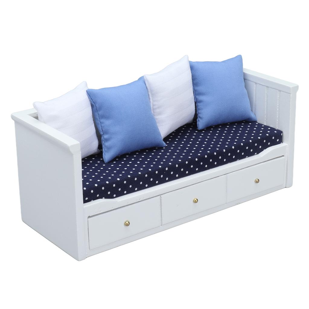 1:12 Dollhouse Sofa Toys Mini Wooden Furniture Model Dollhouse Bedroom Living Room Decoration