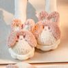 Women's Plush Rabbit Slippers with Heels - Non-Slip, Thick-Soled, Cozy Indoor Shoes for Autumn/Winter