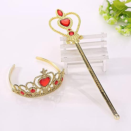 CREDIBLE Kids' Princess Sparkly Accessory Set, 8 Pieces (Heart Tiara, Magic Wand, Necklace, Earrings, Bracelet, Ring, Gloves, Original Merchandise),