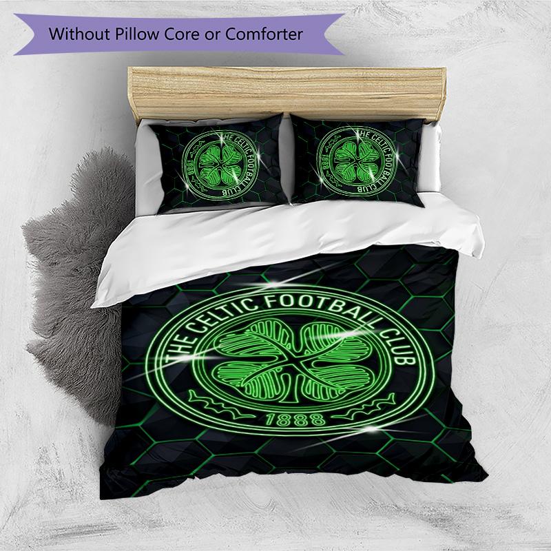 Celtic FC Printed 3PCS Bedding Set Breathable Duvet Cover with Pillowcases Decorative Bed Linen for Bedroom Home