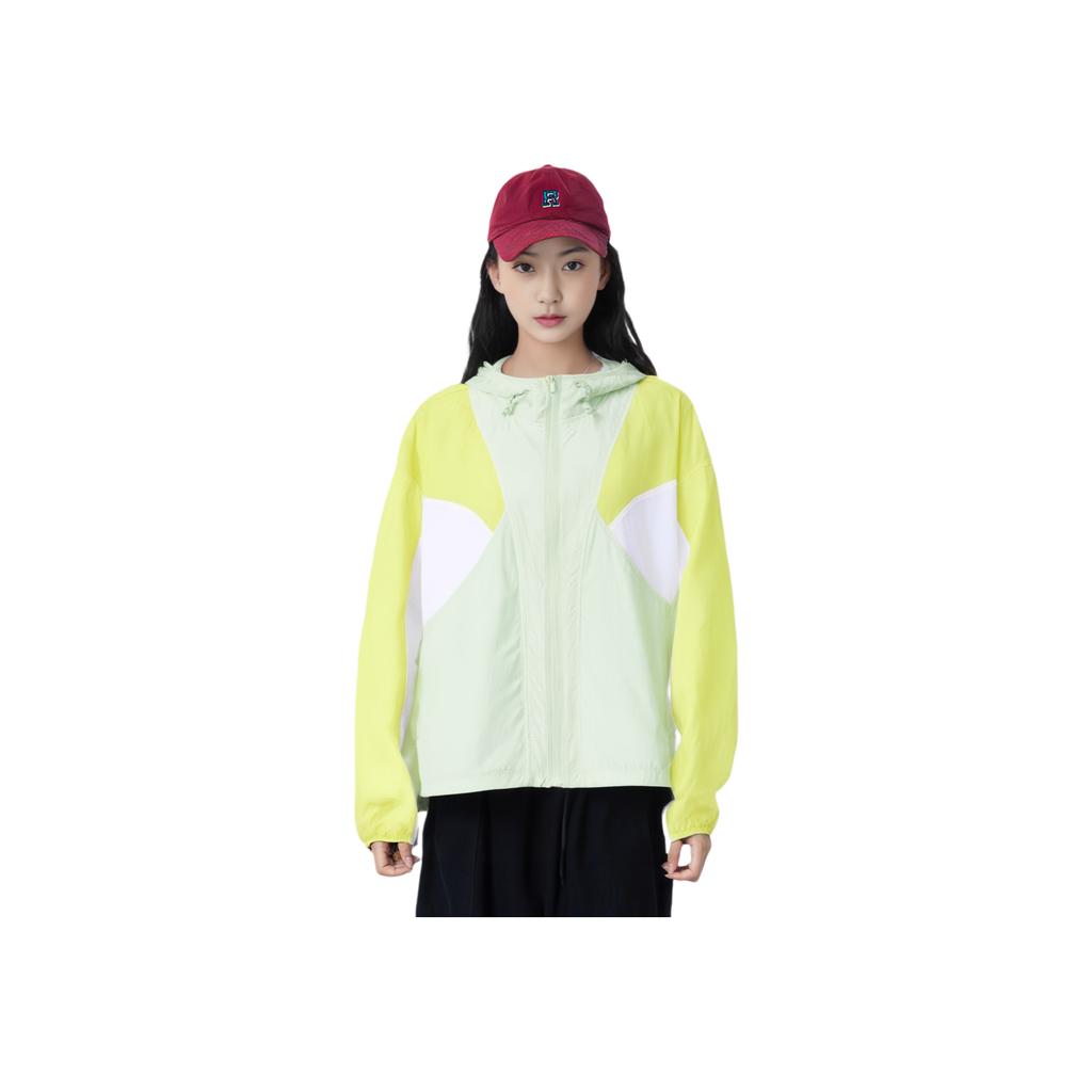 Li Ning Серия Фитнес Свободная Удобная Универсальная Одежда для защиты от солнца Женские топы Стандартный-Белый Ледяной-Зеленый AFDU584-5