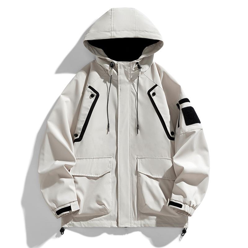 Cozy Up Men Fashion Unisex Hooded Windbreaker Multi-Pockets Casual Jackets Oversized Coat