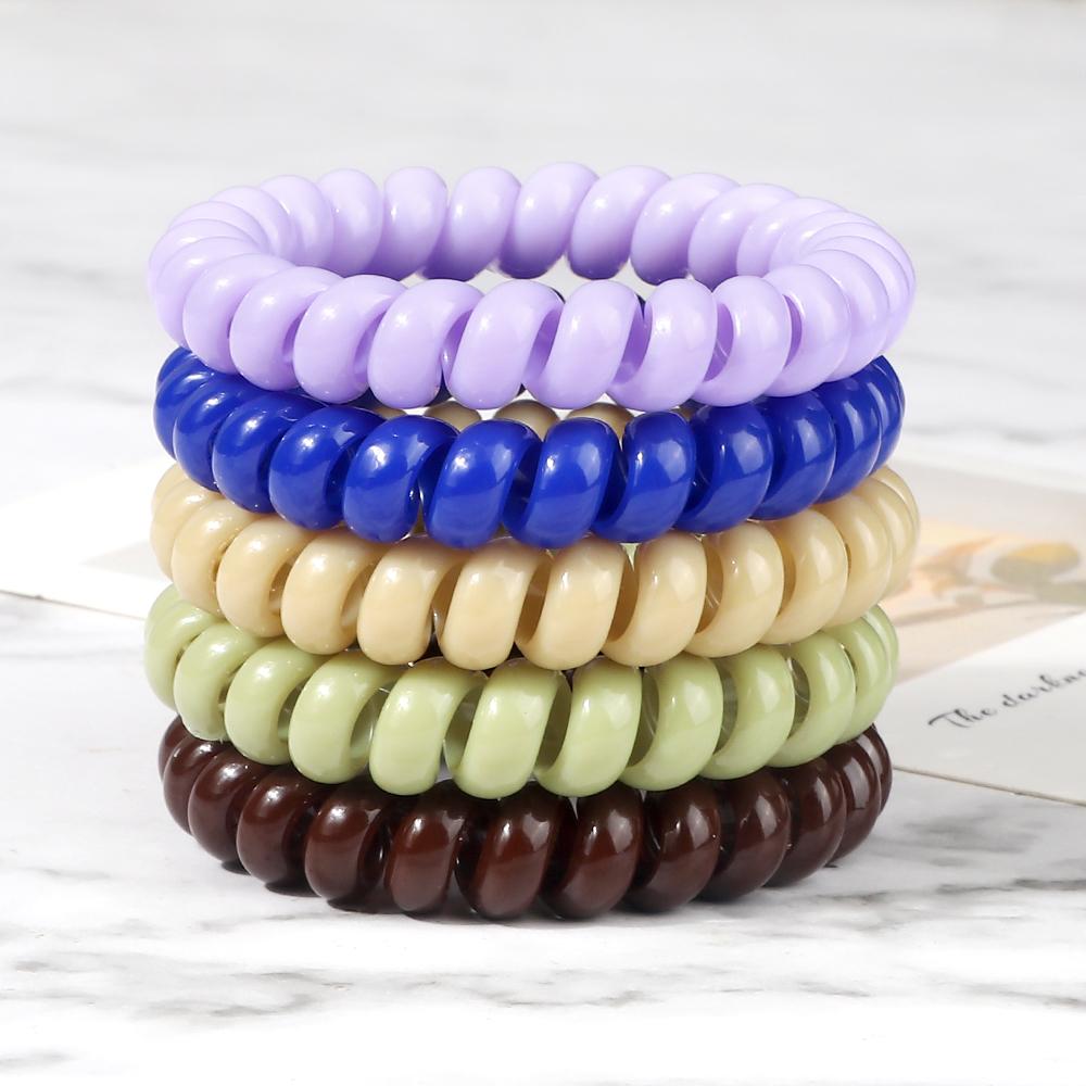 5 шт./набор Эластичные конфетные цвета Телефонный провод Простые женские резинки для волос Веревка для волос для детей Девочек Скранчи Повязка на голову Жевательная резинка Подарки