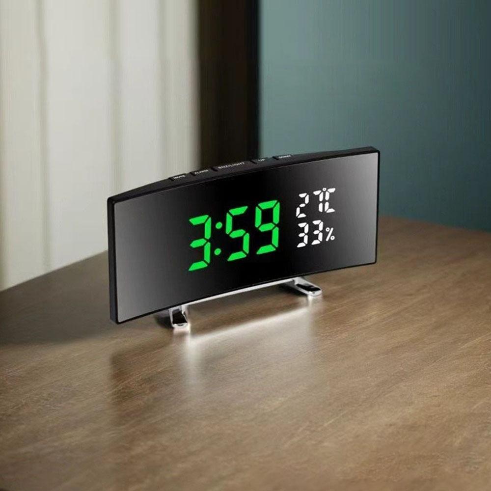Curved Screen Digital Alarm Clock Large Table Clock Multi-function Desk Clock  Table Use