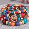 Bohemian Ethnic Multi-Layer Heart Pendant Bead Bracelet
