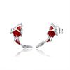 Bamoer Luck & Courage Earrings 925 Silver Koi Red Enamel Silver Polished Women Stud Earrings