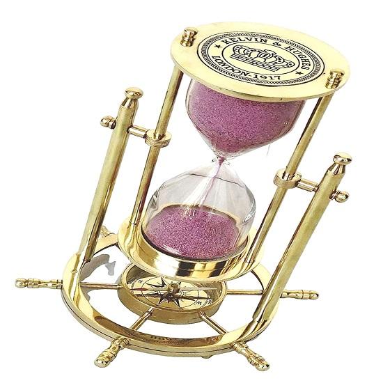 Вращающаяся подставка и таймер 20,32 см, песочные часы из морского дерева и латуни
