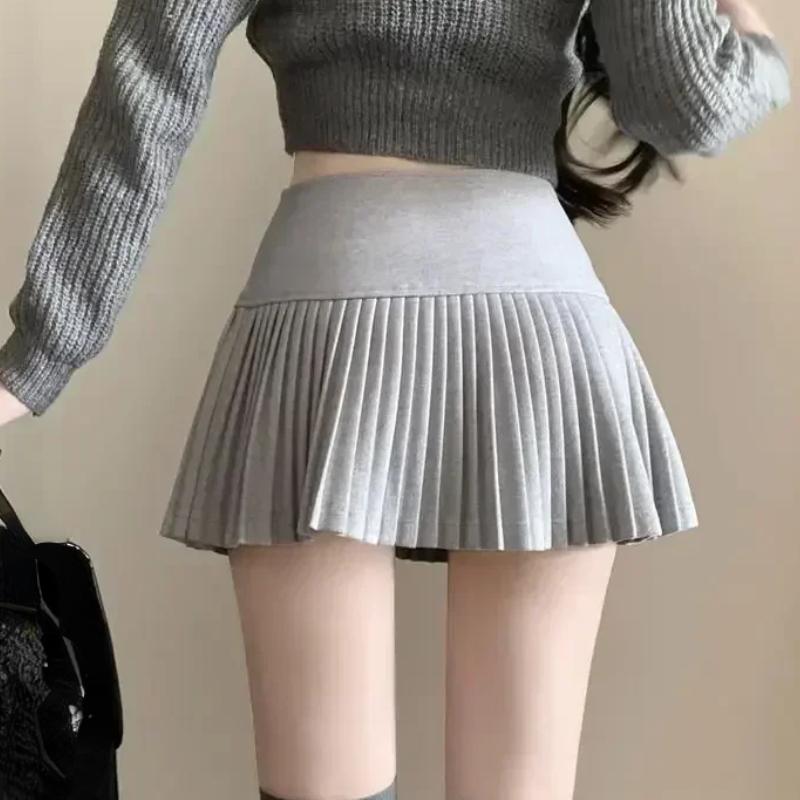 Шерстяная плиссированная юбка, женская корейская милая сексуальная трапециевидной формы с высокой талией, экстремальная мини-юбка, осень-зима, винтажная школьная
