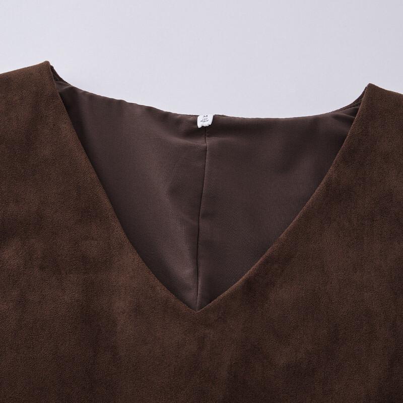 IEF Французское Элегантное Матовое Кожаное Платье-Жилет