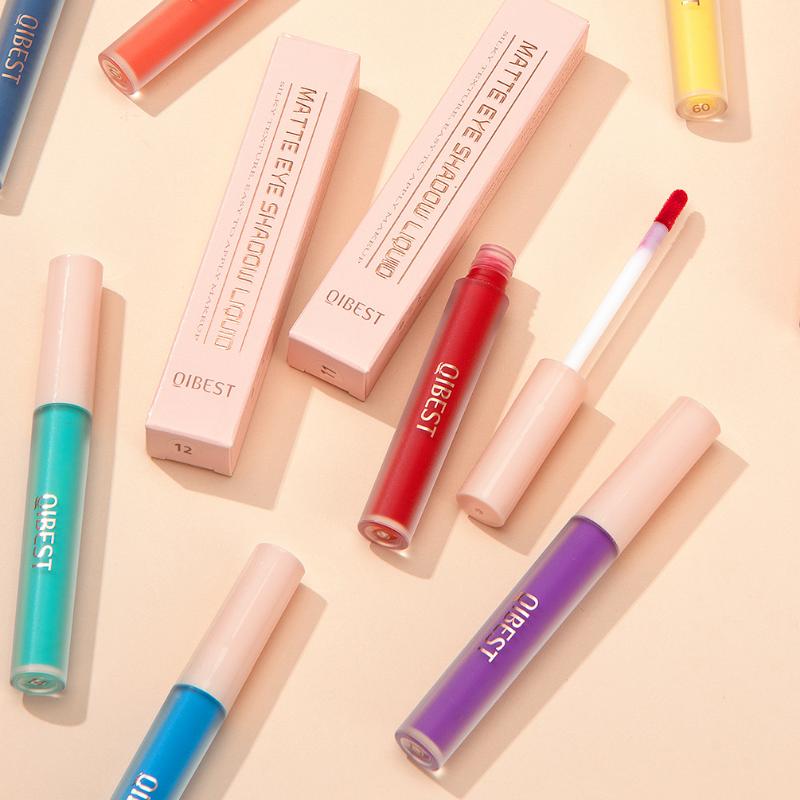 QIBEST Matte Liquid Eyeshadow Liquid Matte Finish Face Nude Earth Color Three-dimensional Eye Cheeks