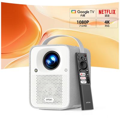 Проектор ETOE Компактный, оснащенный Google TV, Full HD 1080p 4K, совместимый с высокой яркостью, 500ANSI 5G WiFi Bluetooth Keystone HiFi SEAL, проектор для дома