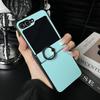 Подходит для чехла мобильного телефона Samsung Z Flip6 Z Flip5 простой однотонный гладкий кожаный узор кольцо-держатель противоударный защитный чехол