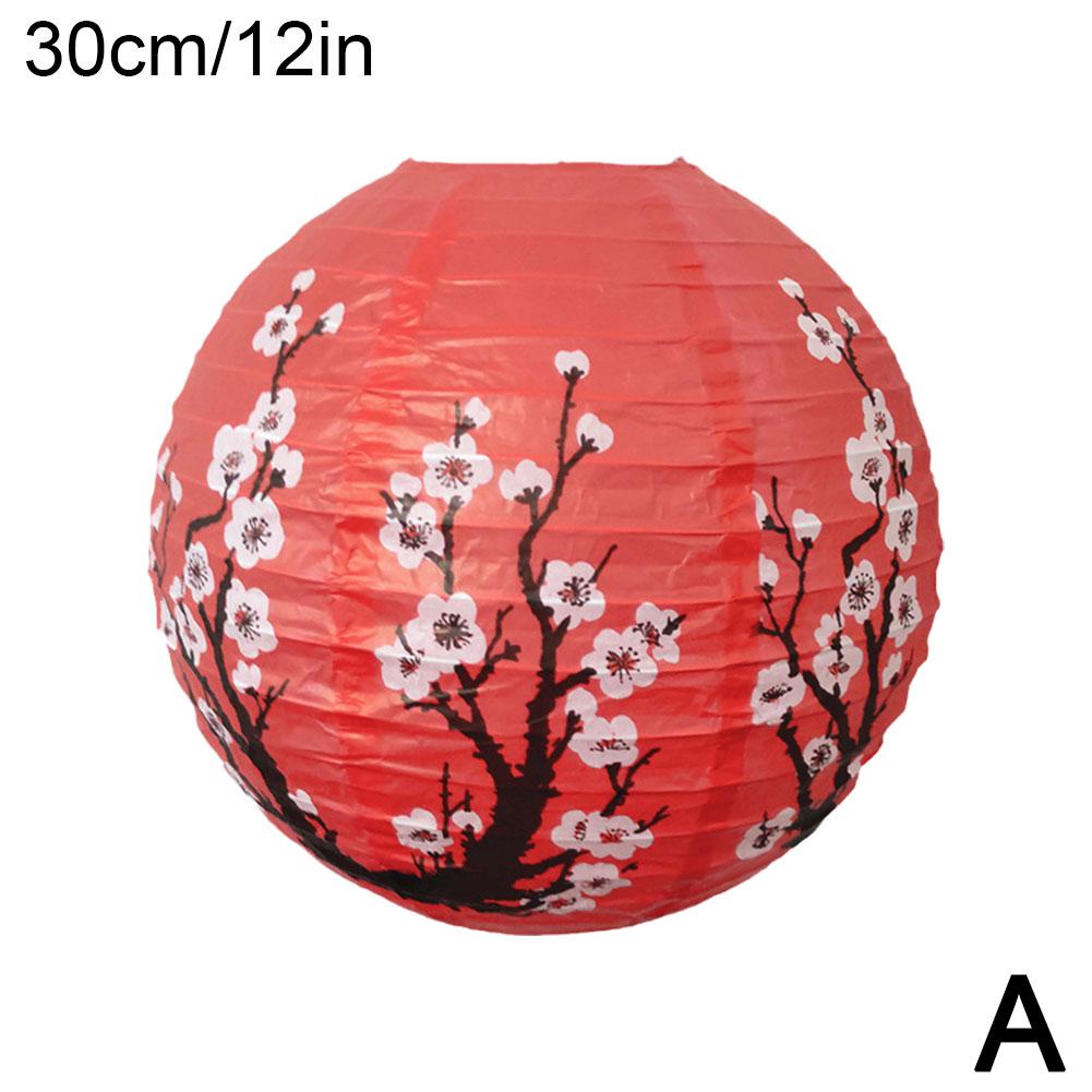 30cm Plum Blossom Round Paper Lantern Lamp Chinese Oriental Style Spring Festival Restaurant Wedding Home Decor Gifts