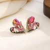 Korean crystal love butterfly stud earrings are gentle, exquisite and small handmade earrings, spring and summer high-end atmosphere earrings.