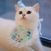 Plaid elastic dog cat pet saliva towel lace lace pet triangle scarf bib supplies