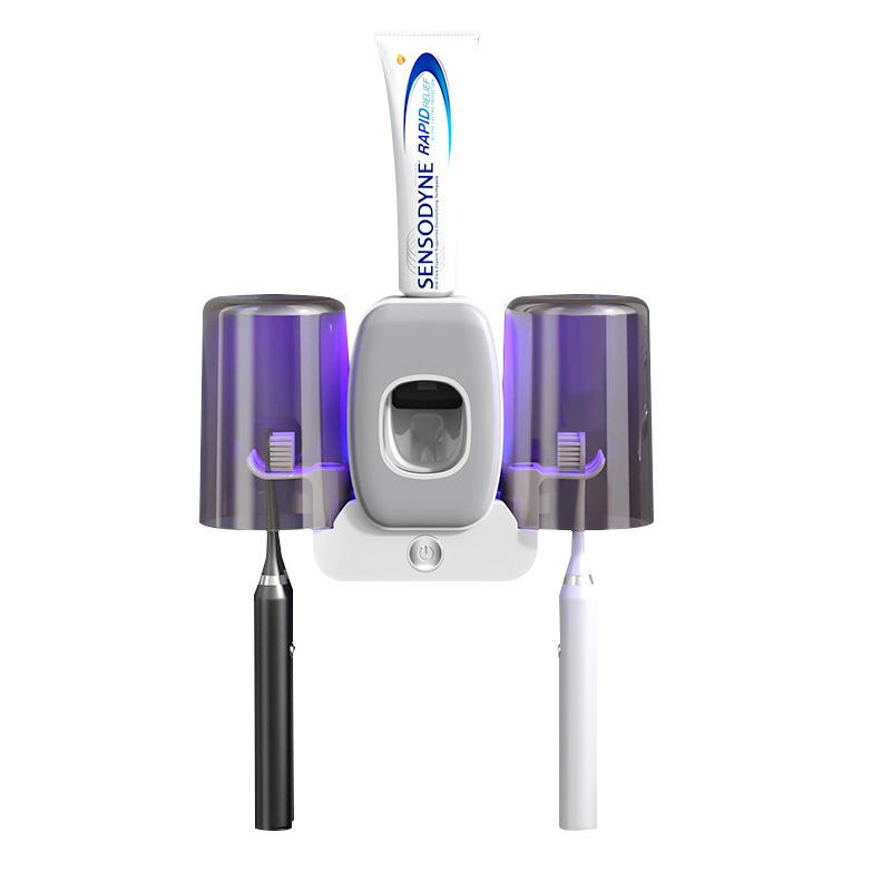 Умный УФ-держатель для зубных щеток и автоматический дозатор зубной пасты с двумя стаканчиками.